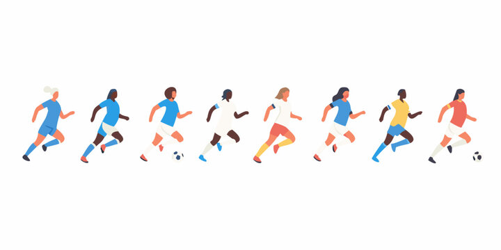 soccer players running sequence vector illustration on white background