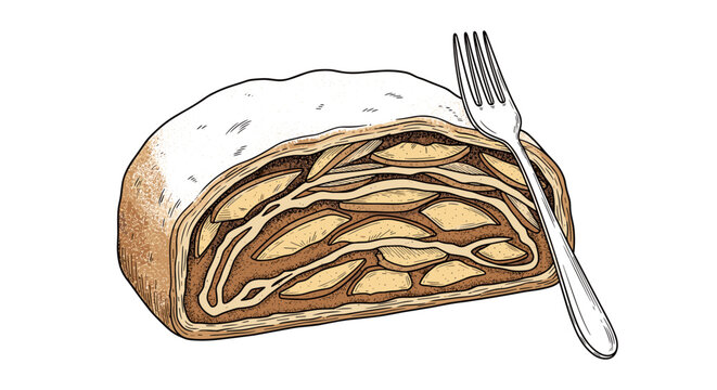 A slice of sweet almond filled pastry with fork