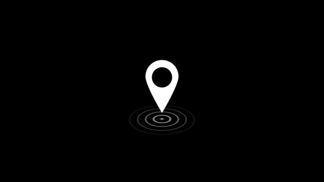 Animated map location pin with pulse effect, minimalist gps navigation marker for digital interface