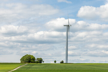 wind turbine at the meadow deliveres renewable sustainable wind energy © travelview