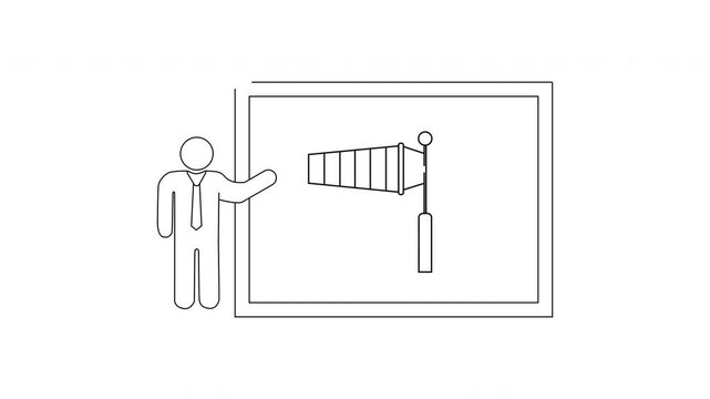 Man presenting windsock data on a screen.