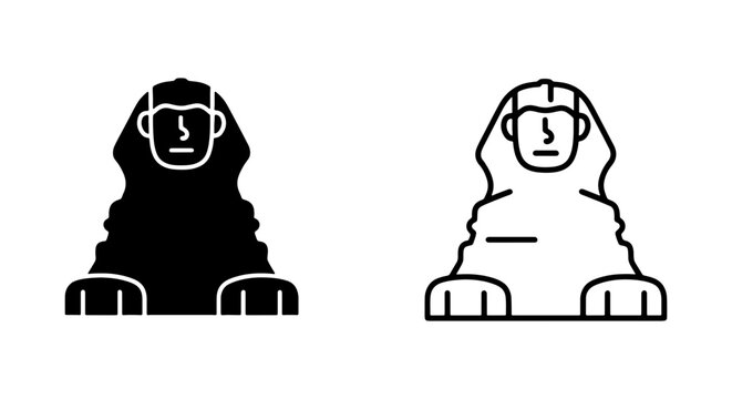 Egyptian Sphinx Icons, Ancient Mythical Creature Silhouette, Cairo Landmark Vector Art