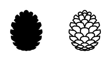 Pine Cone Icons: Black Silhouette and Outline Vector Graphics for Nature and Autumn Design © Imtiaz