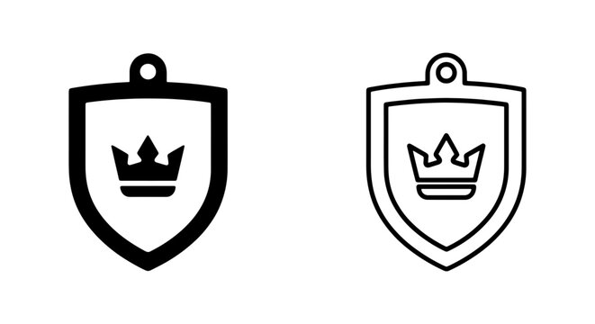 Royal shield icons with crown, heraldic security symbols, premium protection vector set