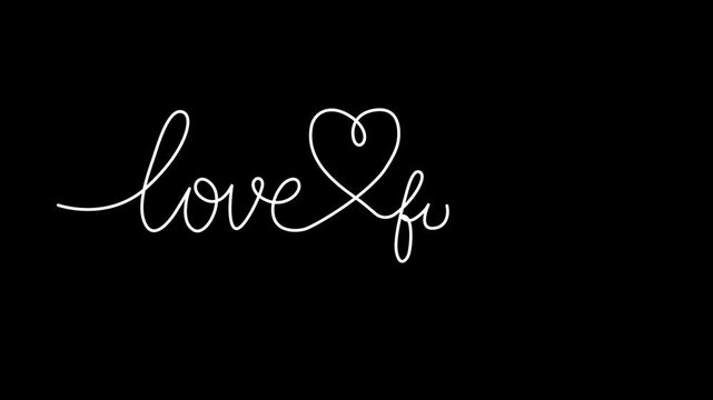 Love written in white cursive on black background romantic gesture typography
