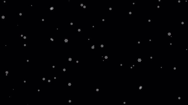 Alpha channel transparent background winter snowing motion video animation to use for christmas, winter video animation. Creative 4k video.