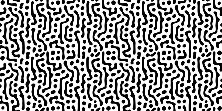 abstract black and white wavy line seamless pattern