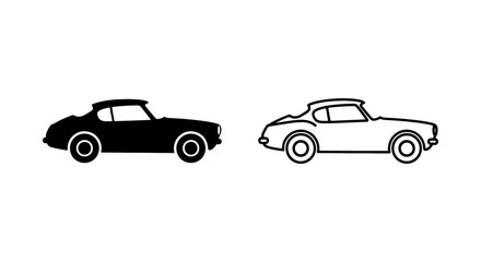 Obraz premium Classic Car Icons, Vintage Automobile Silhouettes, Retro Vehicle Vector Graphics