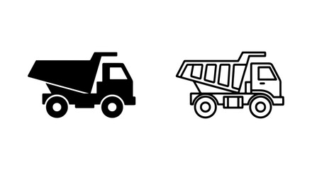 Dump Truck Icons, Construction Vehicle Vector Art, Heavy Machinery Silhouettes © Liza