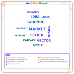 Fototapeta premium Graphic design word cloud with creative concepts and market terms 