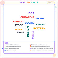 Obraz premium Colorful word cloud featuring creative design concepts and keywords 