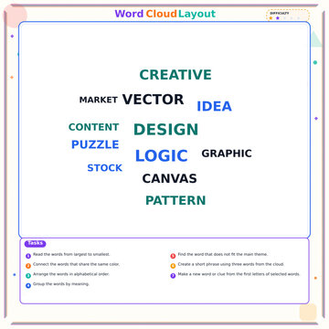 Word cloud featuring creative design concepts and graphic elements  