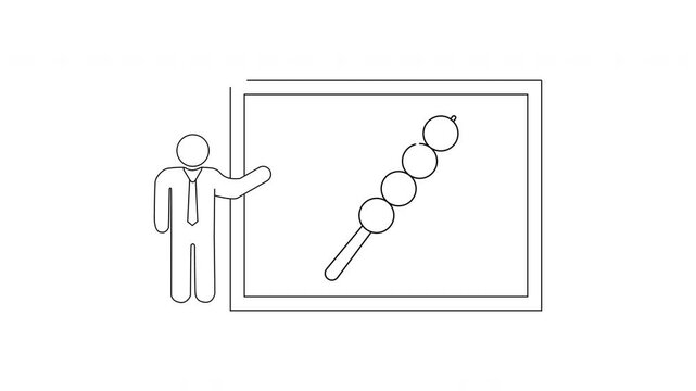 Simple Line Drawing of a Person Presenting a Skewer of Dango.