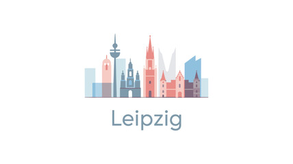 Obraz premium Leipzig Germany Skyline Vector Illustration with Historic and Modern Landmarks