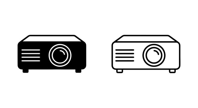 Digital Projector Icons, Presentation Device Graphics, Home Cinema Equipment, Technology Symbols