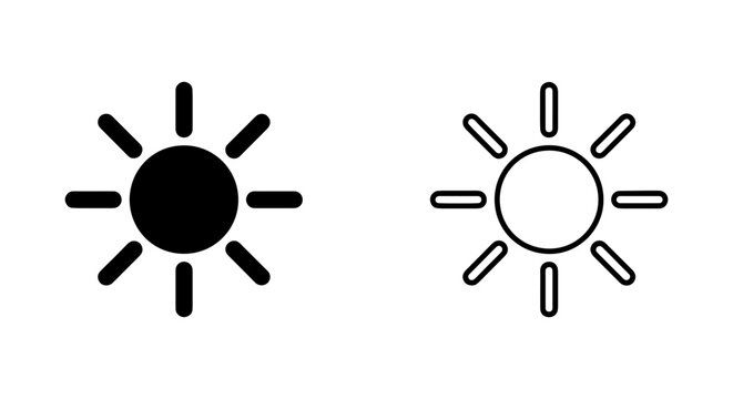 Sun Icons, Brightness Symbols, Light Rays, Solar Vector Graphics, Weather Elements