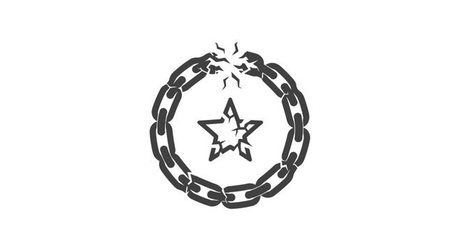 Black star symbol with chain link.