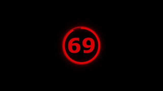 Circle countdown timer animation from 75 to 0 second animation on black background with alpha channel, 75 second countdown timer, special offers on promotional materials. Countdown video 4k video