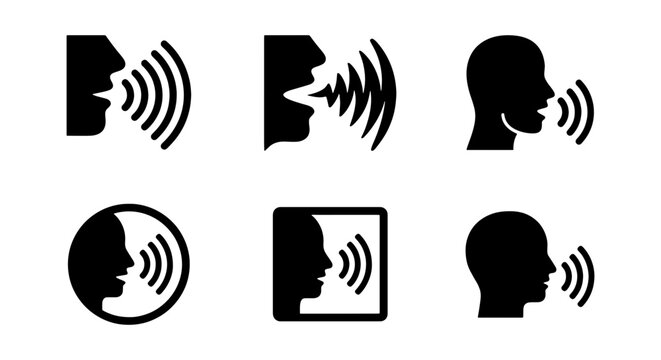 Speech Bubbles, Talking Icons, Communication Symbols, Voice Wave Graphics