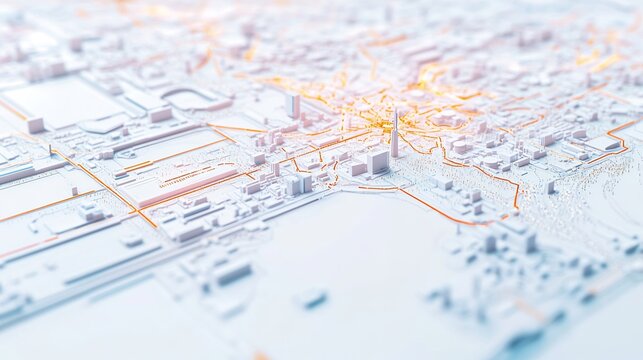 A Digital Map With Wireless Signal Coverage Zones White Background