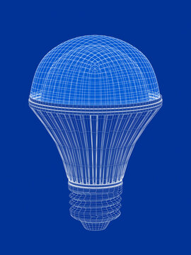 3d wire-frame model of led light bulb