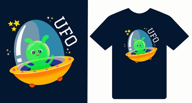 UFO and alien Space T Shirt Design Galaxy Universe Graphic Print	