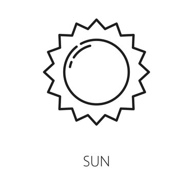 Allergen free icon for non food allergy pictogram of sun, line vector. Sun allergy or solar photosensitivity icon for non food allergen free products or skin friendly cosmetics tag label