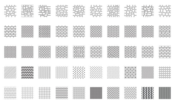 Landscape Architecture CAD Hatch Pattern Set Grass Water Stone Wall Texture Elements Collection