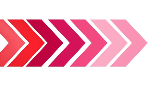 Abstract chevron arrows in red to pink gradient on white background