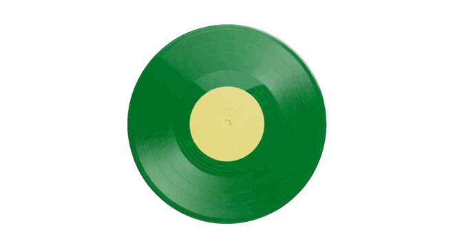 Minimal black silhouette icon, simple flat vector, bold black shape, no, no shading green vinyl record on a, flat icon style
