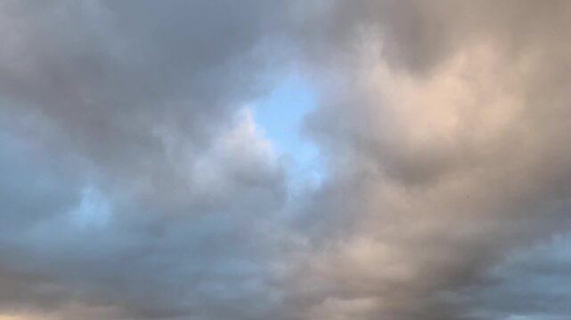 Orange and blue stratocumulus clouds at twilight