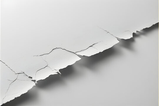 Cracked white plaster surface with peeling paint and shadows