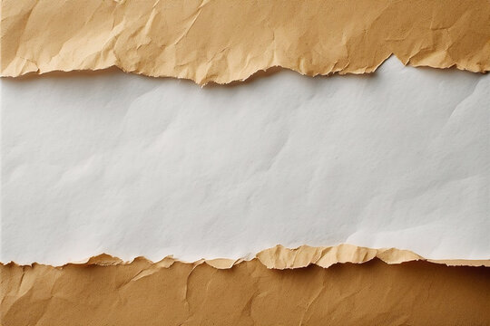 Brown craft paper torn to reveal white inner layer