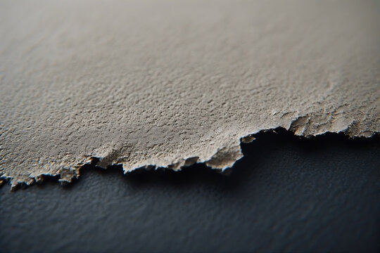 Macro view of jagged torn cardboard edge with rough texture