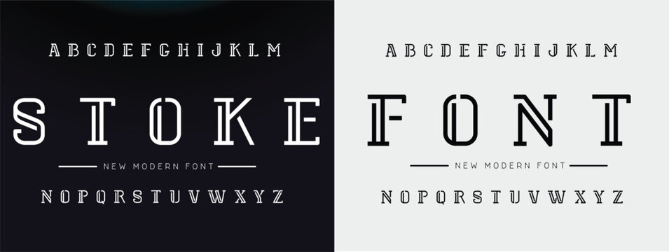 STOKE FONT creative modern urban alphabet font. Digital abstract moslem, futuristic, fashion, sport, minimal technology typography. Simple numeric vector illustration