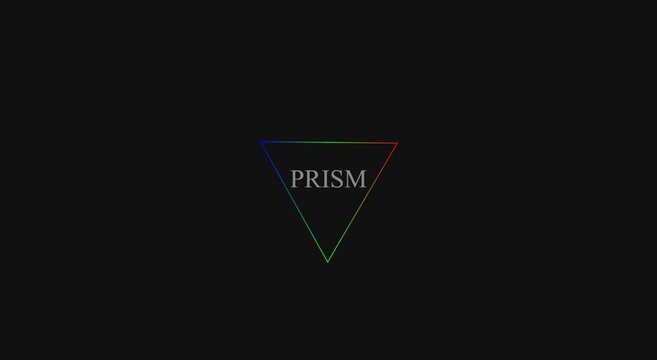 Rotating prism triangle animation with colorful spectrum light animation