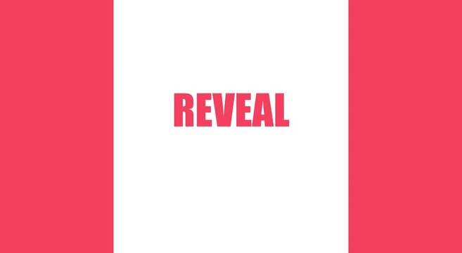 Minimalist reveal text animation with bold red typography on animation