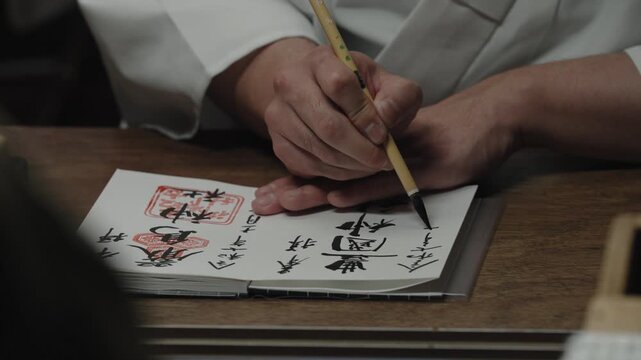 Japanese Calligraphy Writing in white papers