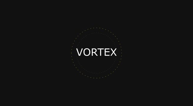 Minimalist vortex animation with rotating golden particle ring animation