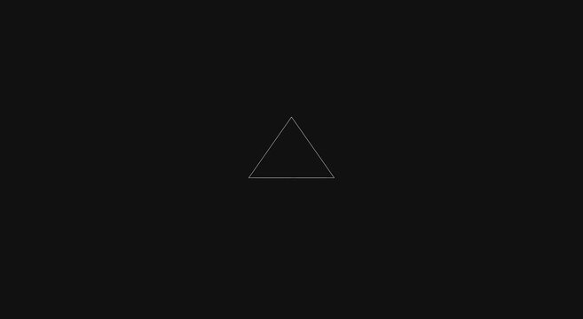 Minimalist white triangle outline pulsing on dark background animation