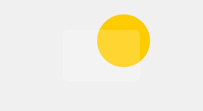 Minimalist yellow circle motion over animation white rounded rectangle