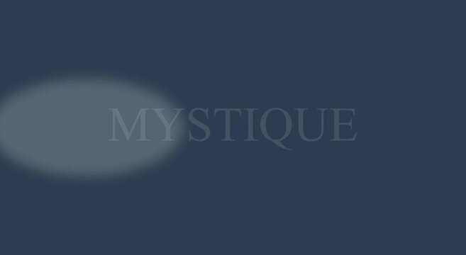 Mystique text animation with moving spotlight effect on dark animation
