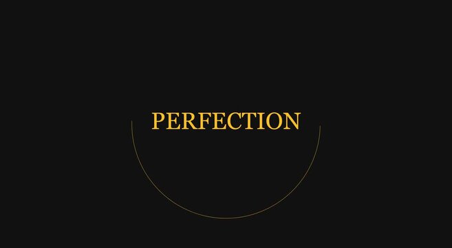 Perfection gold text animation with minimalist circular motion animation