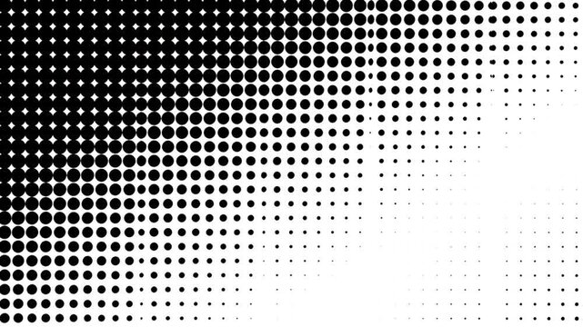 Black halftone dot pattern fading on white background