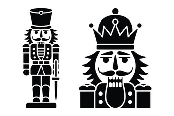 Fototapeta premium Traditional christmas nutcracker soldier and king figures vector illustration