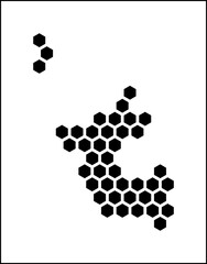 Fototapeta premium Dadra and Nagar Haveli hexagon map. Plain black and white dotted shape template. State tiny hexagon cells. Dadra and Nagar Haveli flat honeycomb template. Vector Illustration.