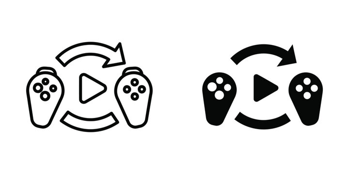 Game controller swap and play illustration with play button