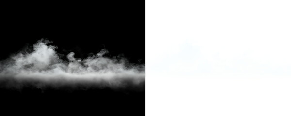 Low white fog drifting quietly across a black background with cinematic smoke texture isolated for transparent PNG overlay effects © Motion King