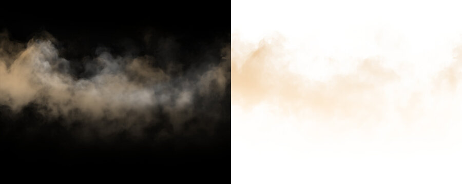 Warm dusty fog cloud drifting through a black background with smoky texture isolated for cinematic overlay and PNG composition