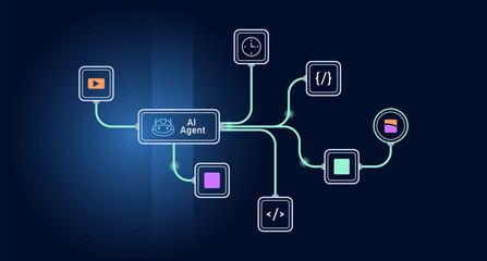 Fototapeta premium AI agent workflow diagram. Vector illustration